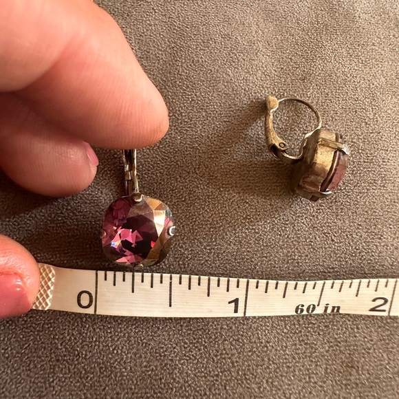 Deep Purple Crystal Leverback Earrings Antique Art Deco Date Night Black Tie - Picture 4 of 5